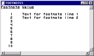 FOOTNOTES window