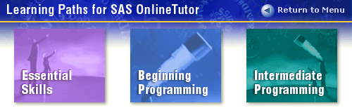 Learning Paths for SAS OnlineTutor / Return to Menu