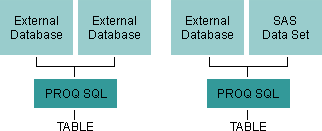 External databases and SAS Data Set boxes