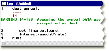 The SAS Log window displays error message.