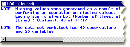 The SAS Log window .