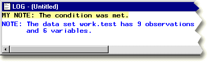 The SAS Log window displays character string.