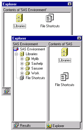 Explorer windows with and without tree view