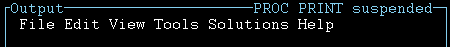 Mainframe Output window with message about PROC suspended